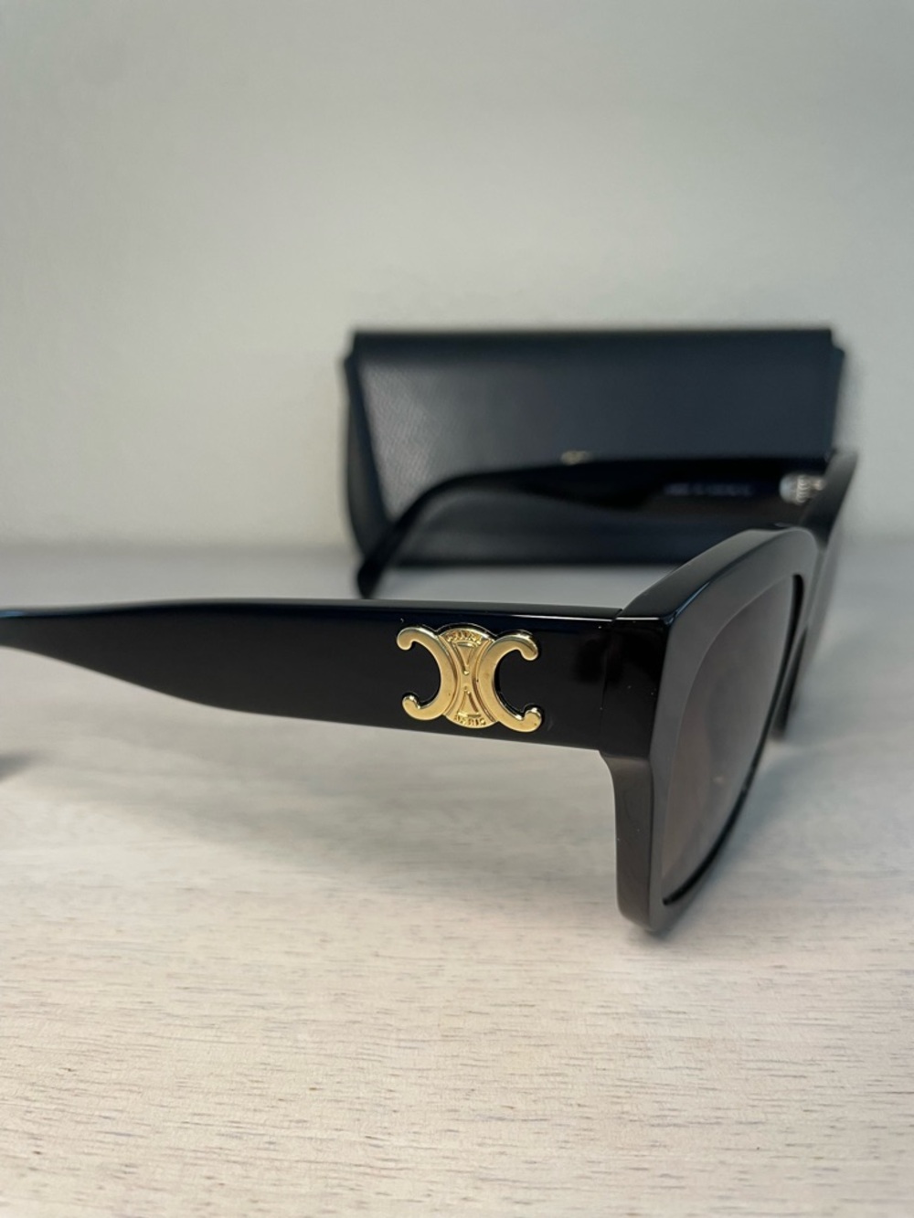 Celine Triomphe Acetate Square Black Sunglasses - Picture 6 of 11